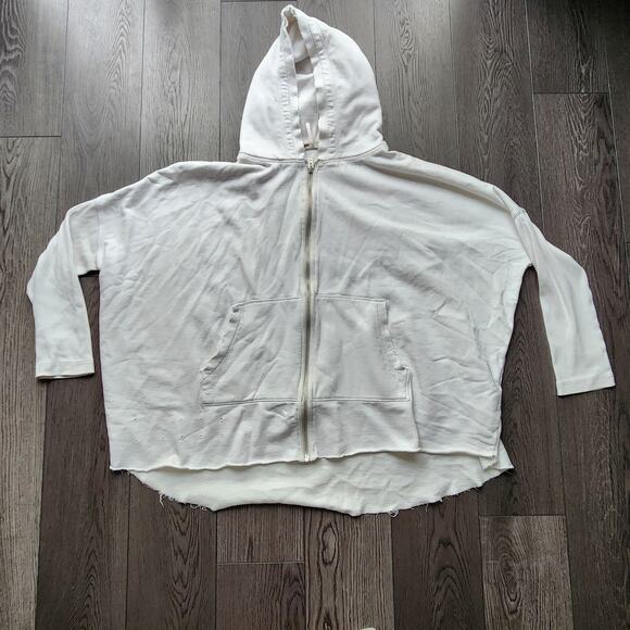 Free People White oversized Hoodie sz XL - Picture 3 of 7